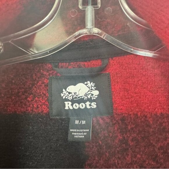 Roots Canada Seymour Wool Plaid Zip Jacket Pockets Red Coat Cozy Preppy Warm M - Picture 11 of 16
